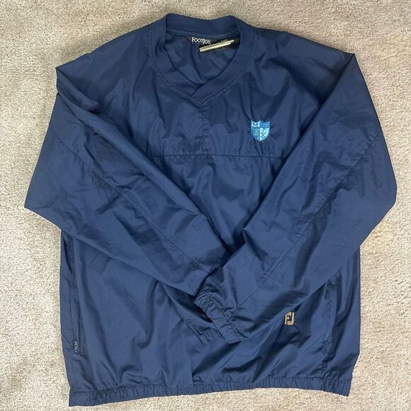 Footjoy FJ Men's Pullover Windbreaker Jacket Golf Navy Blue Size XL Front Pocket - Picture 2 of 6